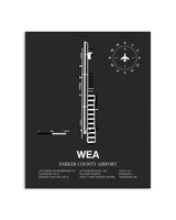 Gray Framed Parker County Airport layout wall art poster