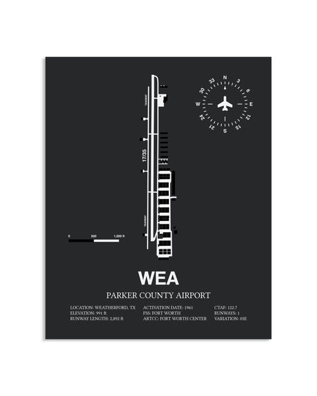 Gray Framed Parker County Airport layout wall art poster