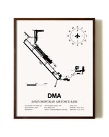 Davis Monthan Air Force Base aviation print in walnut frame