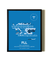 Sky Blue Fort Lauderdale/Hollywood International Airport aviation wall décor in black wood frame