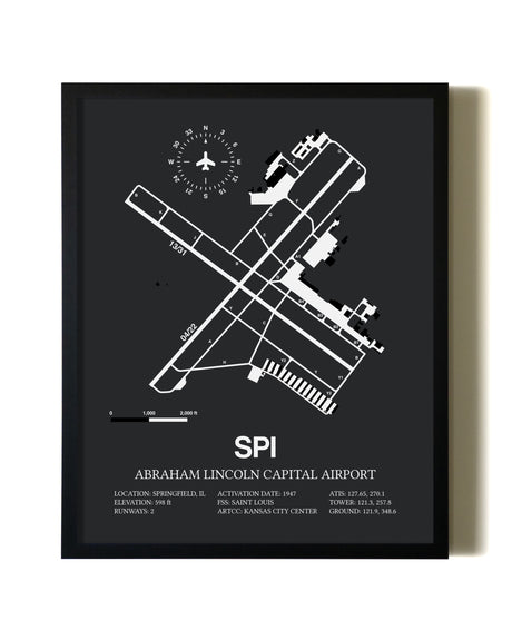 Unframed Abraham Lincoln Capital Airport map print poster