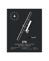 Gray Framed Georgetown - Scott County Regional Airport layout wall art poster