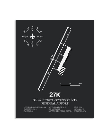 Gray Framed Georgetown - Scott County Regional Airport layout wall art poster