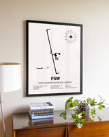 Fort Madison Municipal Airport aviation wall décor in black wood frame