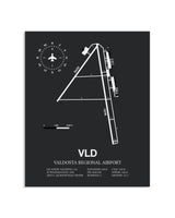 Gray Framed Valdosta Regional Airport layout wall art poster