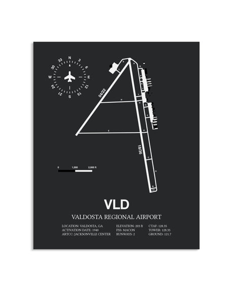 Gray Framed Valdosta Regional Airport layout wall art poster