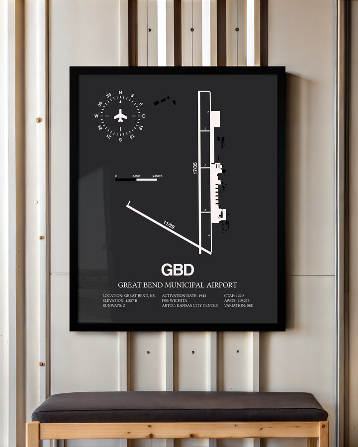 Frame color options for Great Bend Municipal Airport Wall Art