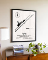 Marshfield Municipal Airport-George Harlow Field aviation wall décor in black wood frame