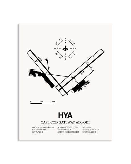 Gray Cape Cod Gateway Airport framed poster displayed in an airplane hangar
