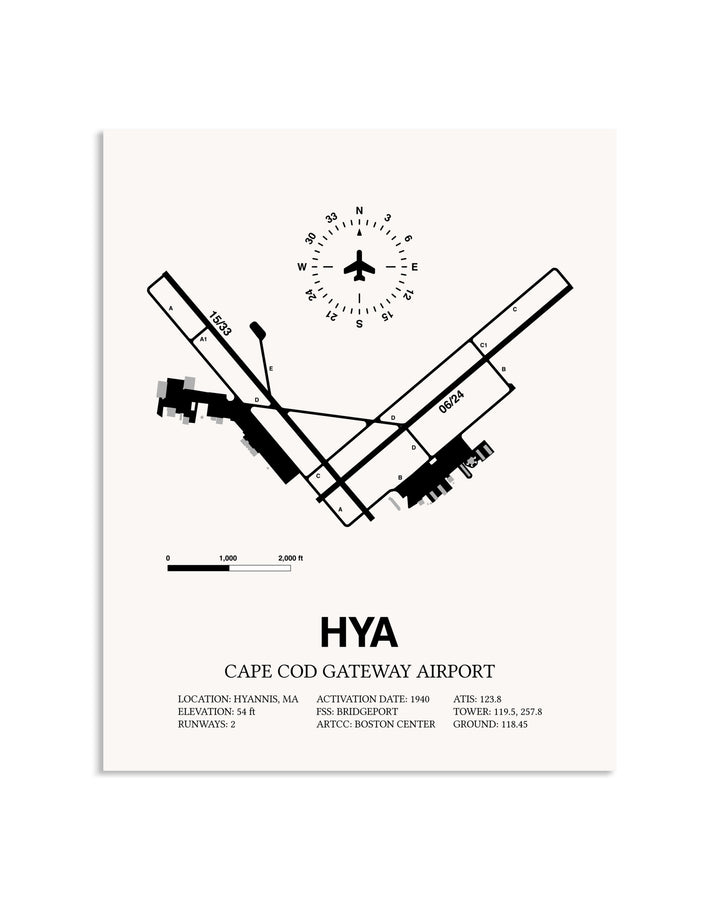 Gray Cape Cod Gateway Airport framed poster displayed in an airplane hangar