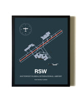 Slate Framed Southwest Florida International Airport wall art poster in black frame