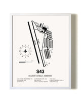 Harvey Field Airport airport map poster in oak frame