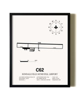 Framed Kendallville Municipal Airport wall art poster in black frame