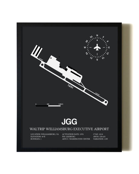 Unframed Waltrip Williamsburg Executive Airport map print poster