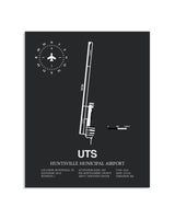 Gray Framed Huntsville Municipal Airport layout wall art poster