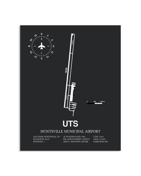 Gray Framed Huntsville Municipal Airport layout wall art poster