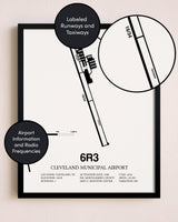 Framed Cleveland Municipal Airport layout wall art poster