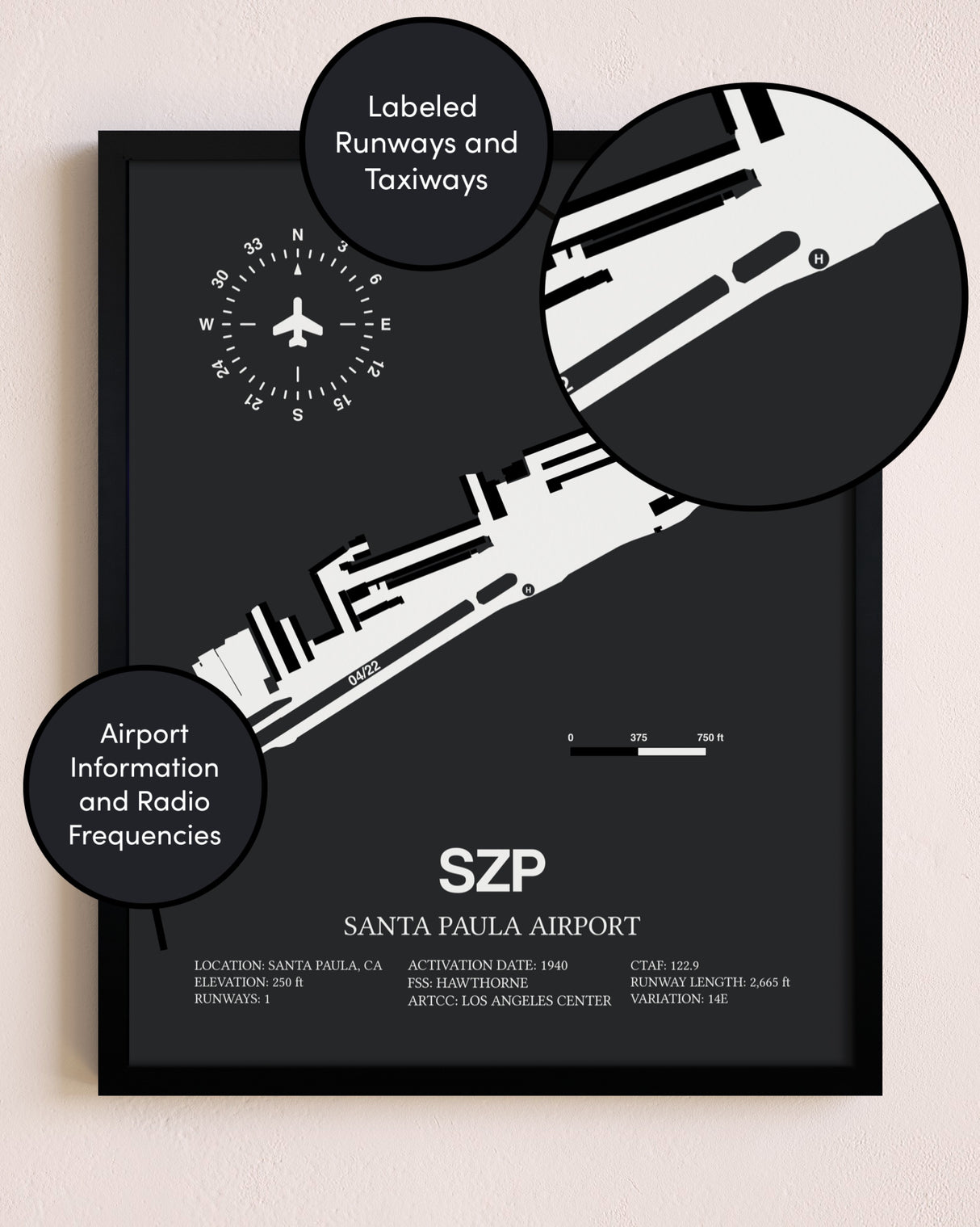 Santa Paula Airport poster size comparison chart