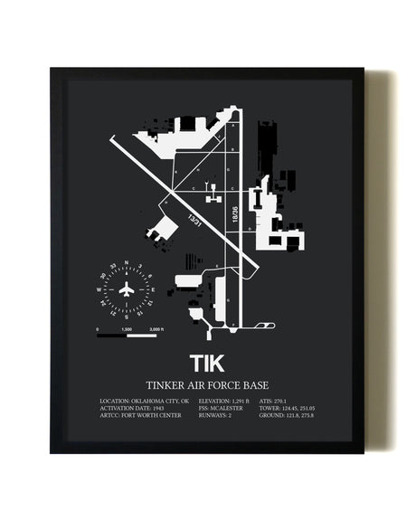 Unframed Tinker Air Force Base map print poster