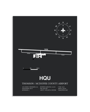 Gray Framed Thomson / McDuffie County Airport layout wall art poster