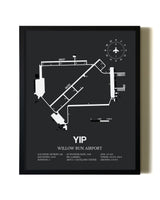 Unframed Willow Run Airport map print poster