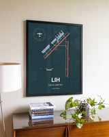 Framed Lihue Airport layout wall art poster