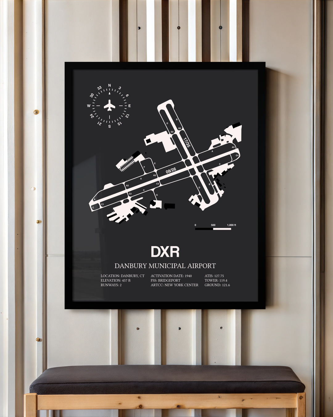 Frame color options for Danbury Municipal Airport Wall Art