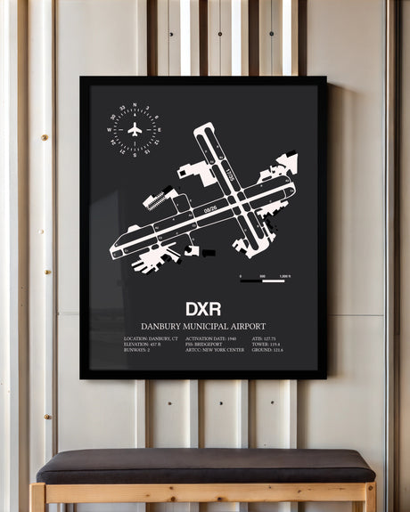 Frame color options for Danbury Municipal Airport Wall Art