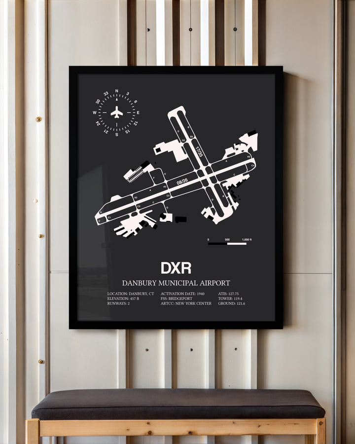 Frame color options for Danbury Municipal Airport Wall Art