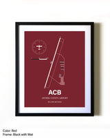 Antrim County Airport aviation wall décor in black wood frame