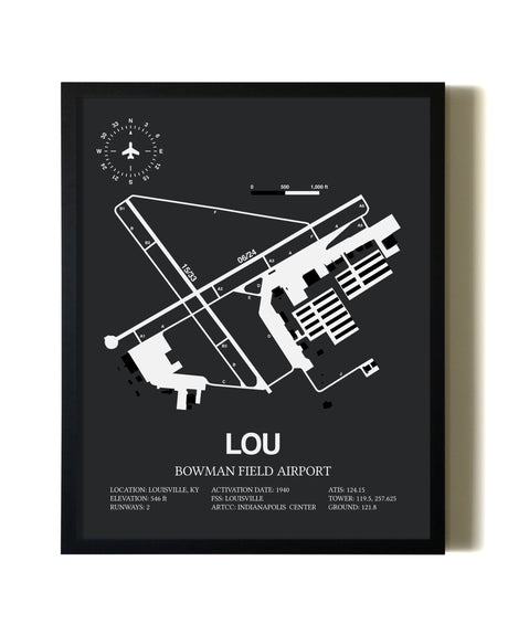 Unframed Bowman Field Airport map print poster