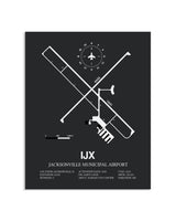 Gray Framed Jacksonville Municipal Airport layout wall art poster