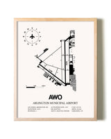 Arlington Municipal Airport framed wall art in white frame