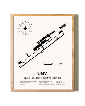 State College Regional Airport framed print in natural wood frame