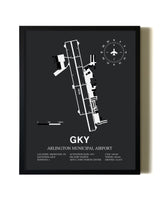 Unframed Arlington Municipal Airport map print poster