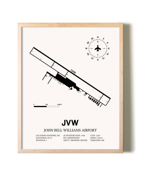 John Bell Williams Airport framed wall art in white frame