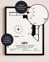 Framed Lawrenceville-Vincennes International Airport layout wall art poster