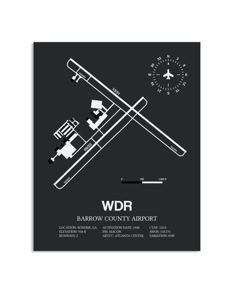 Gray Framed Barrow County Airport layout wall art poster