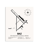 Gray New Braunfels National Airport framed poster displayed in an airplane hangar