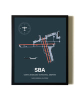 Slate Framed Santa Barbara Municipal Airport wall art poster in black frame