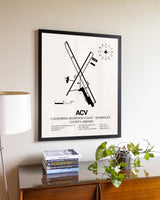 California Redwood Coast - Humboldt County Airport aviation wall décor in black wood frame