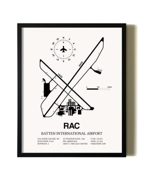 Framed Batten International Airport wall art poster in black frame