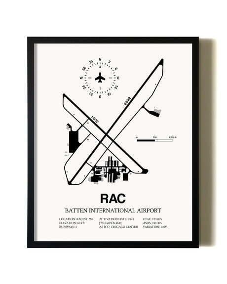 Framed Batten International Airport wall art poster in black frame