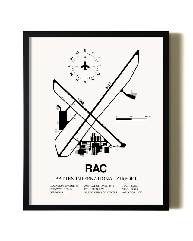 Framed Batten International Airport wall art poster in black frame
