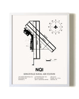Kingsville Naval Air Station airport map poster in oak frame