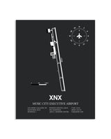 Gray Framed Music City Executive Airport layout wall art poster
