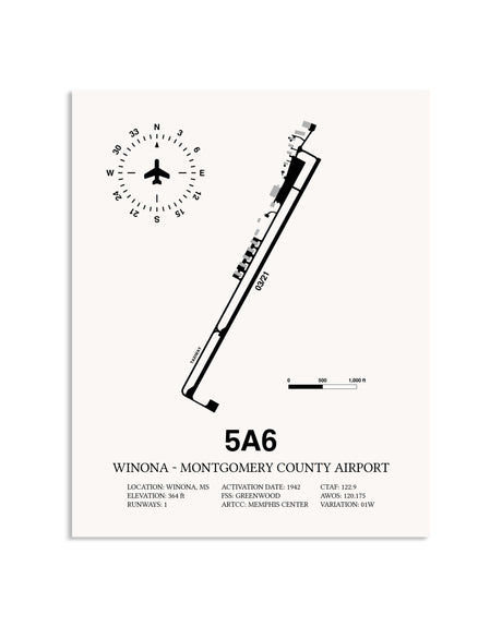 Gray Winona - Montgomery County Airport framed poster displayed in an airplane hangar