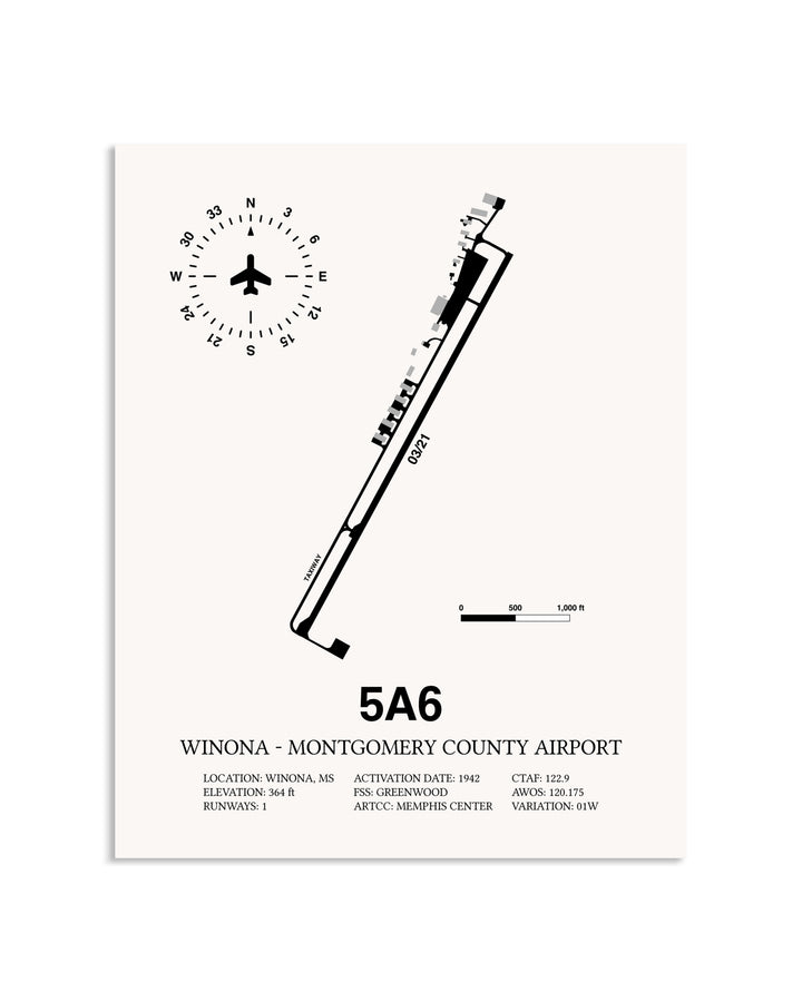 Gray Winona - Montgomery County Airport framed poster displayed in an airplane hangar