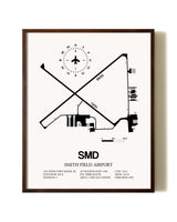 Smith Field Airport aviation print in walnut frame