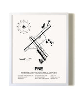 Northeast Philadelphia Airport airport map poster in oak frame
